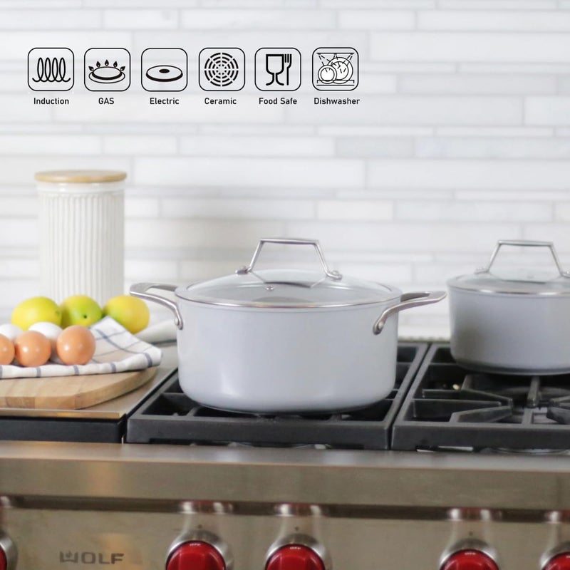 TECHEF - CeraTerra Collection, 5-quart Ceramic Nonstick Soup Pot with Glass Lid (PFAS, PTFE, and PFOA Free), Made in Korea (5-quart) - Image 4